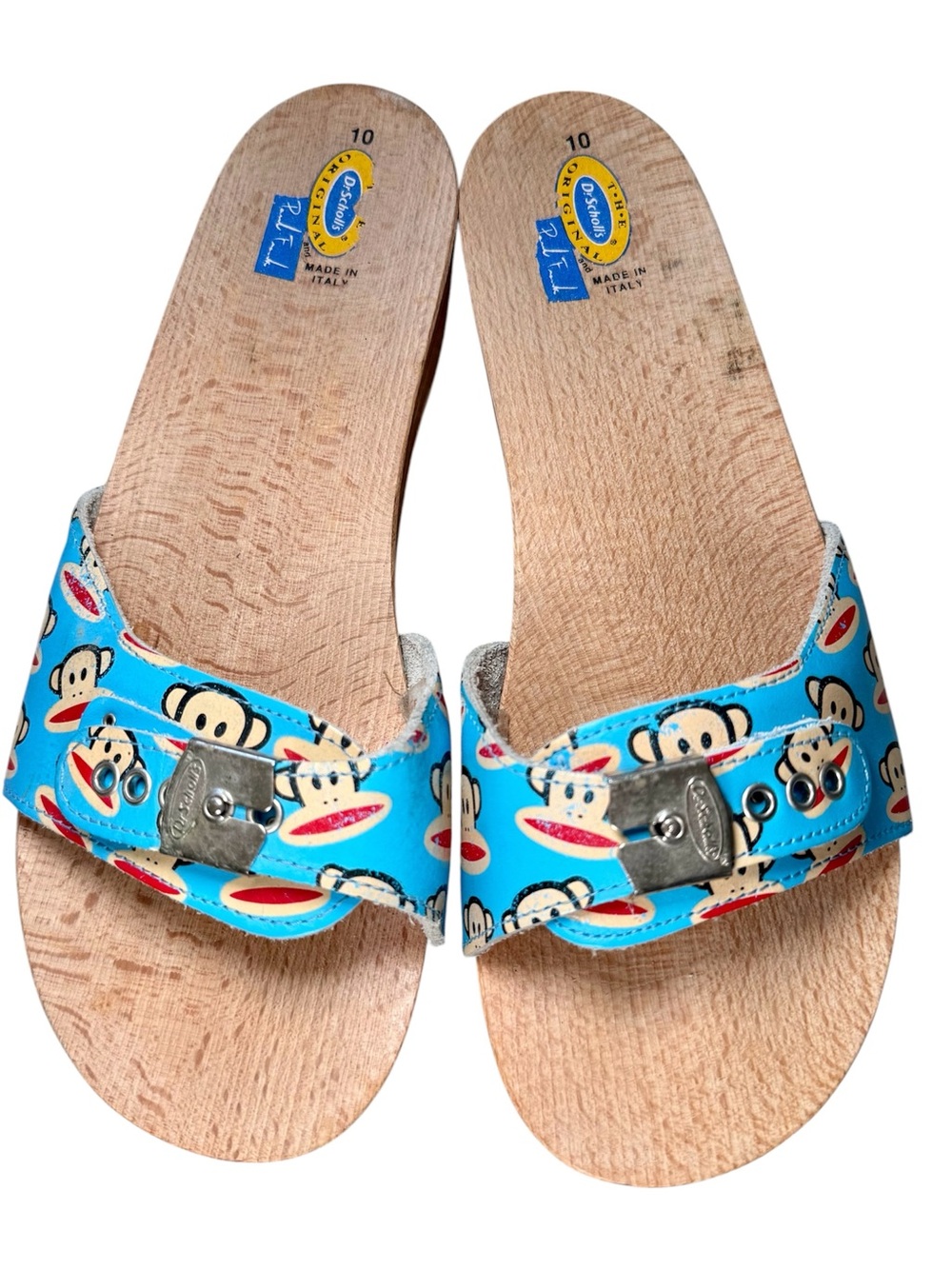 Vintage DR Scholl’s Paul X Frank Original Sandals Wood Sz 10 Julius the Monkey